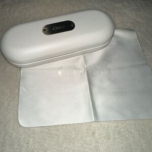 Chloe Sunglasses Case in White with Gold Accents